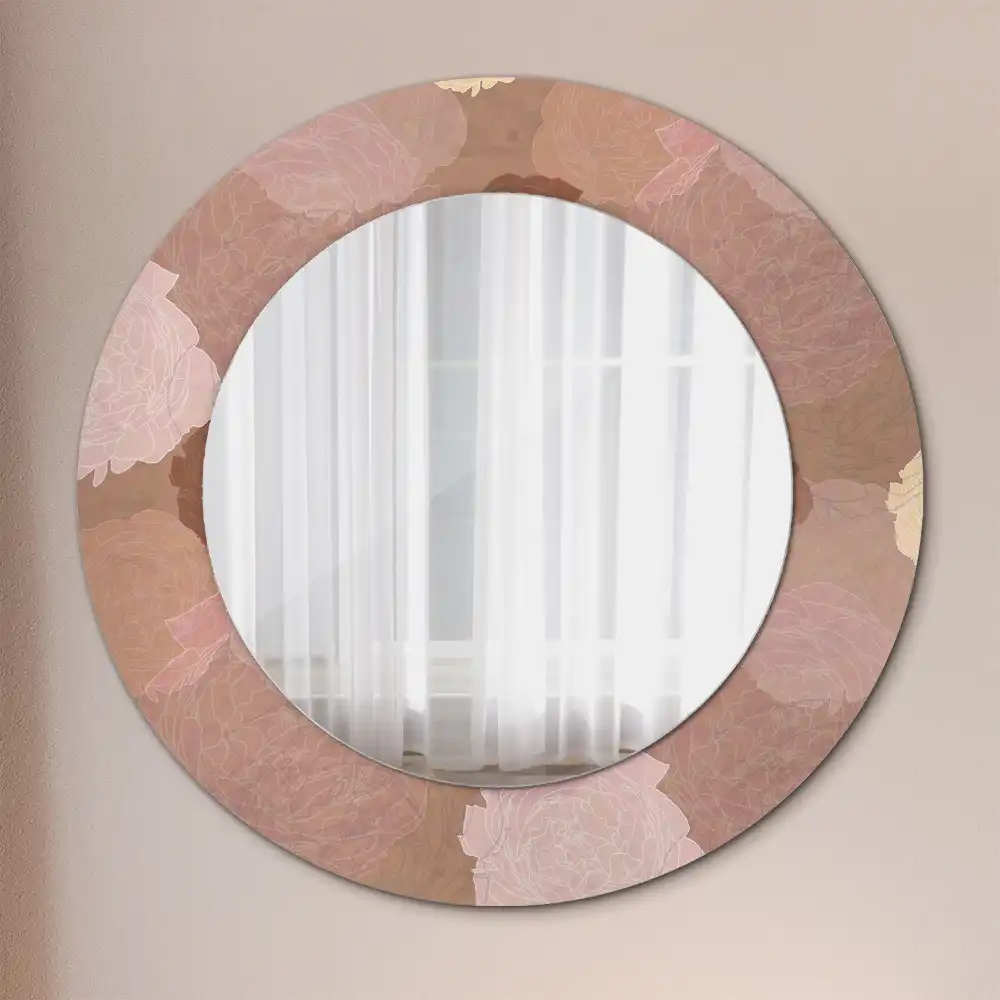 Oglindă decorativă rotundă cu compoziție de trandafiri