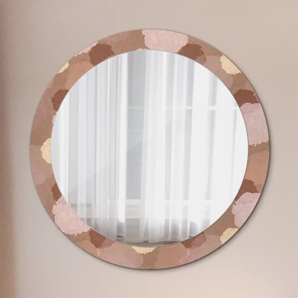 Oglindă decorativă rotundă cu compoziție de trandafiri