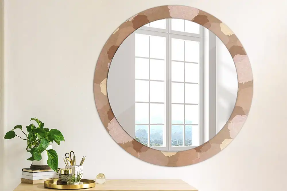 Oglindă decorativă rotundă cu compoziție de trandafiri
