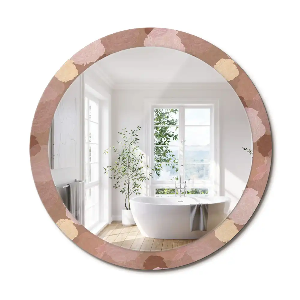 Oglindă decorativă rotundă cu compoziție de trandafiri