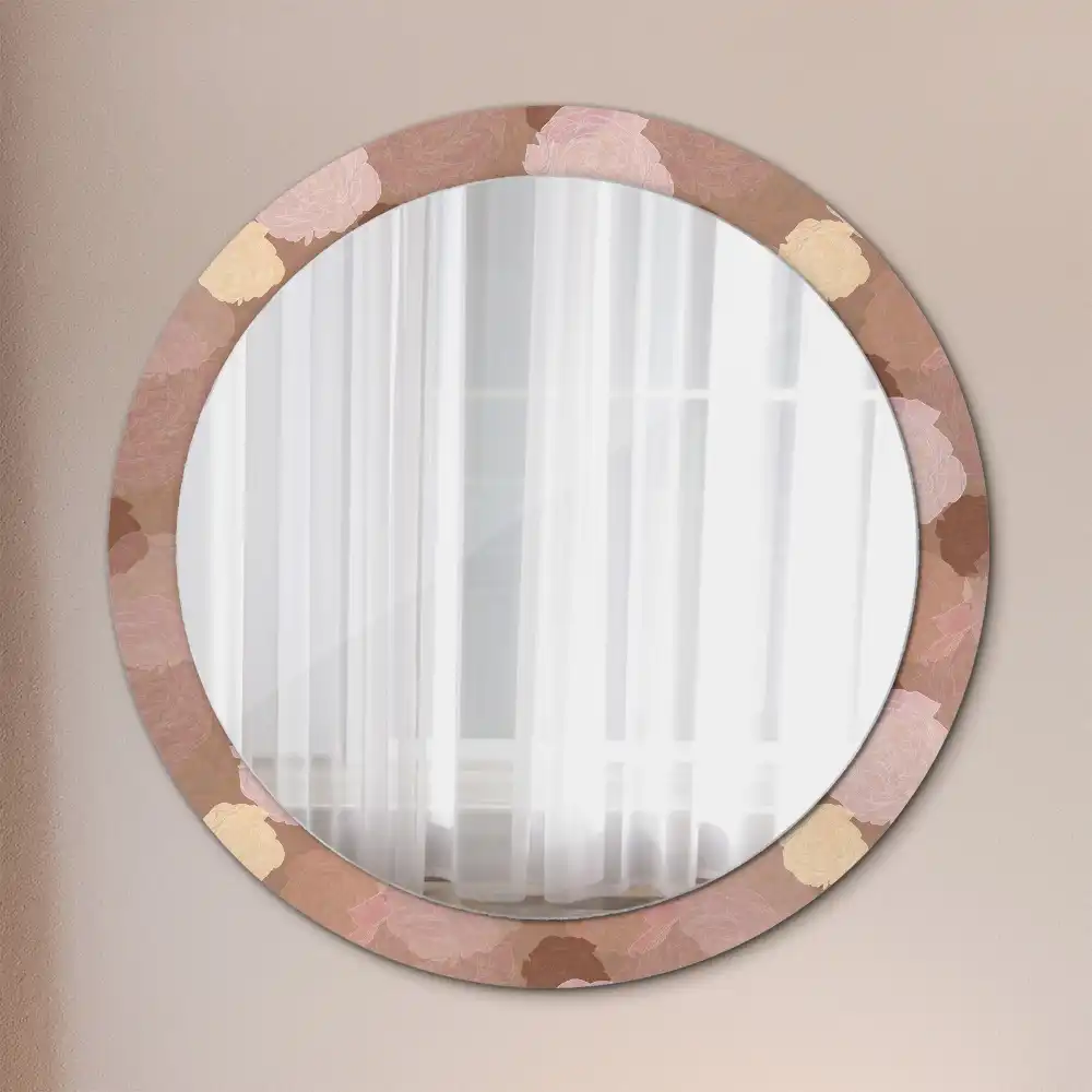 Oglindă decorativă rotundă cu compoziție de trandafiri
