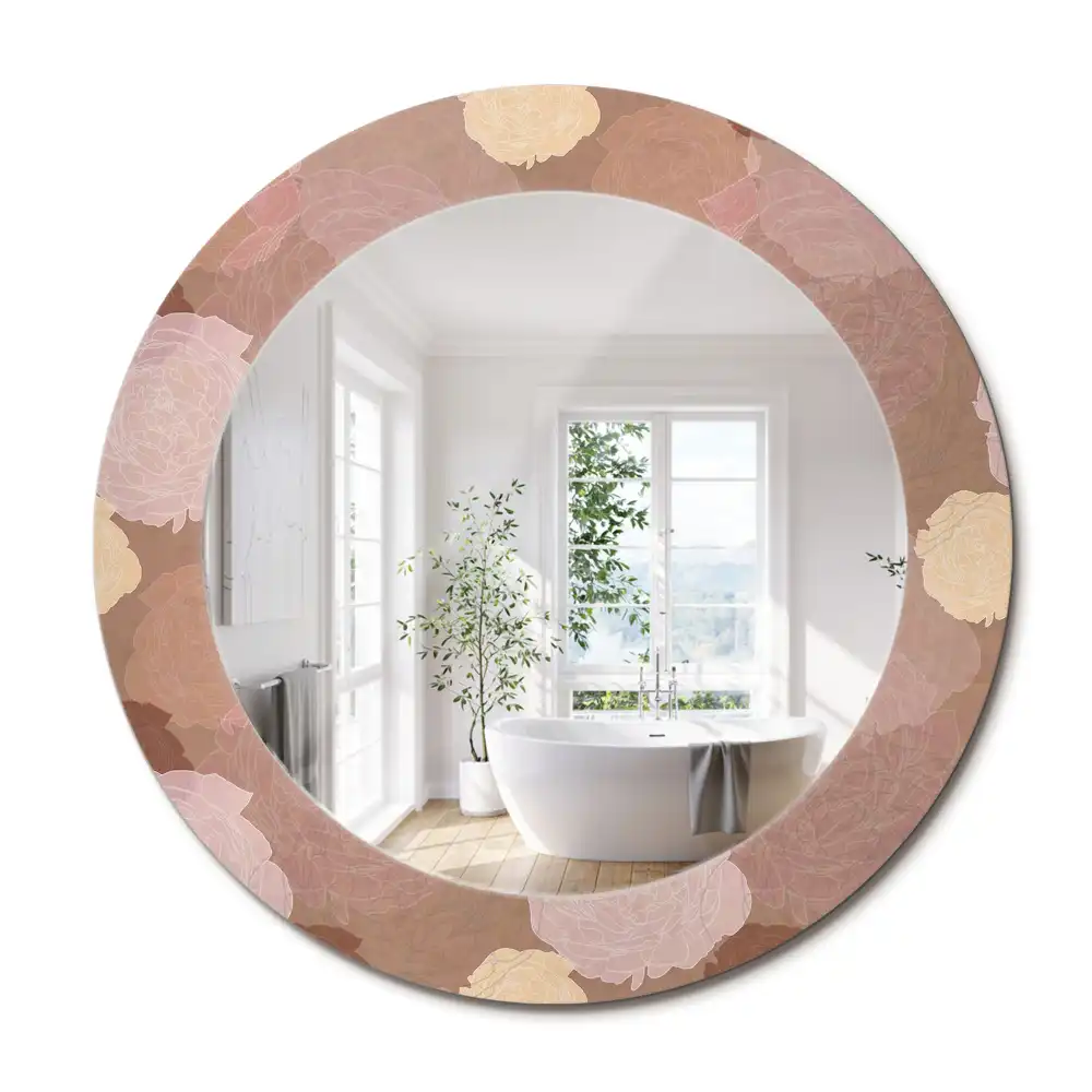 Oglindă decorativă rotundă cu compoziție de trandafiri