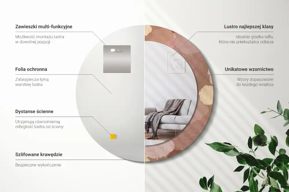 Oglindă decorativă rotundă cu compoziție de trandafiri