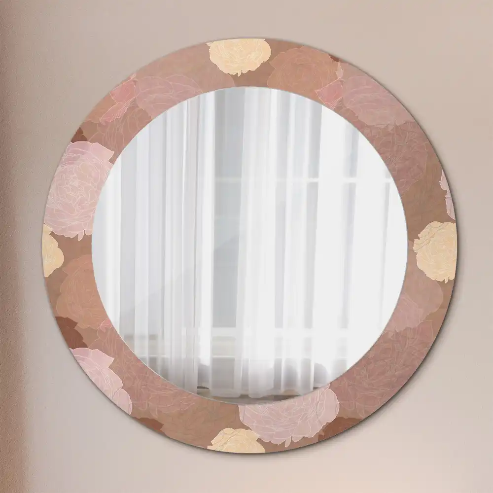 Oglindă decorativă rotundă cu compoziție de trandafiri