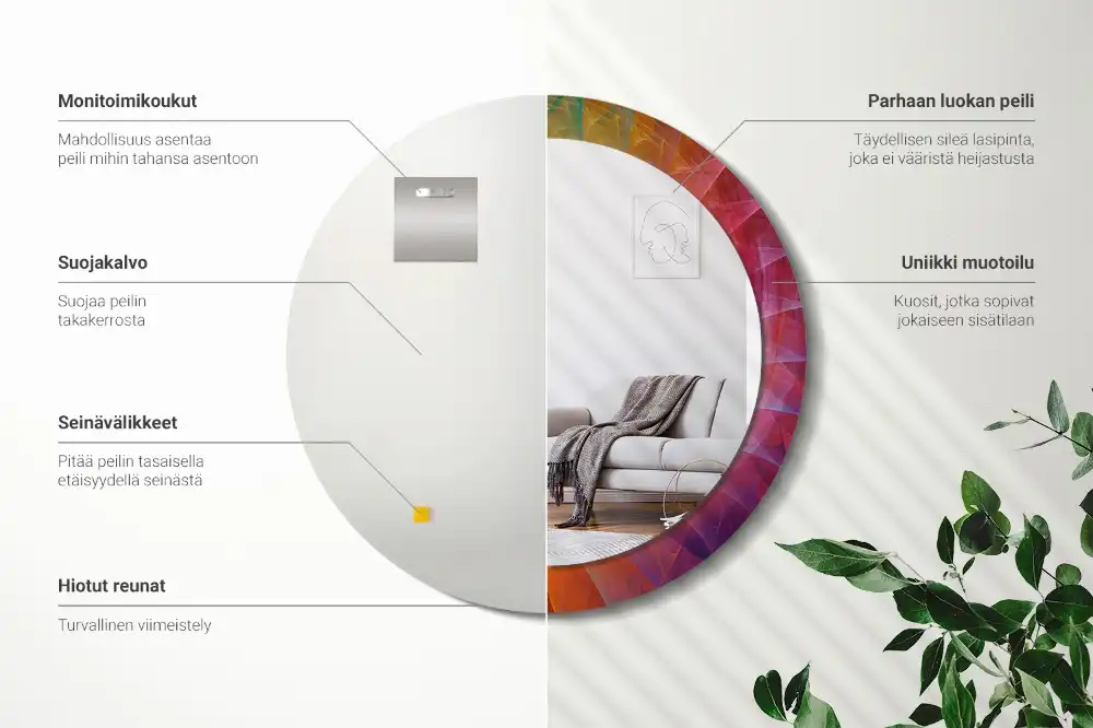 Oglindă rotundă decorativă pentru perete