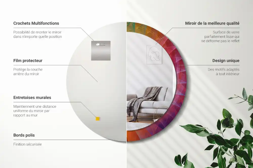 Oglindă rotundă decorativă pentru perete