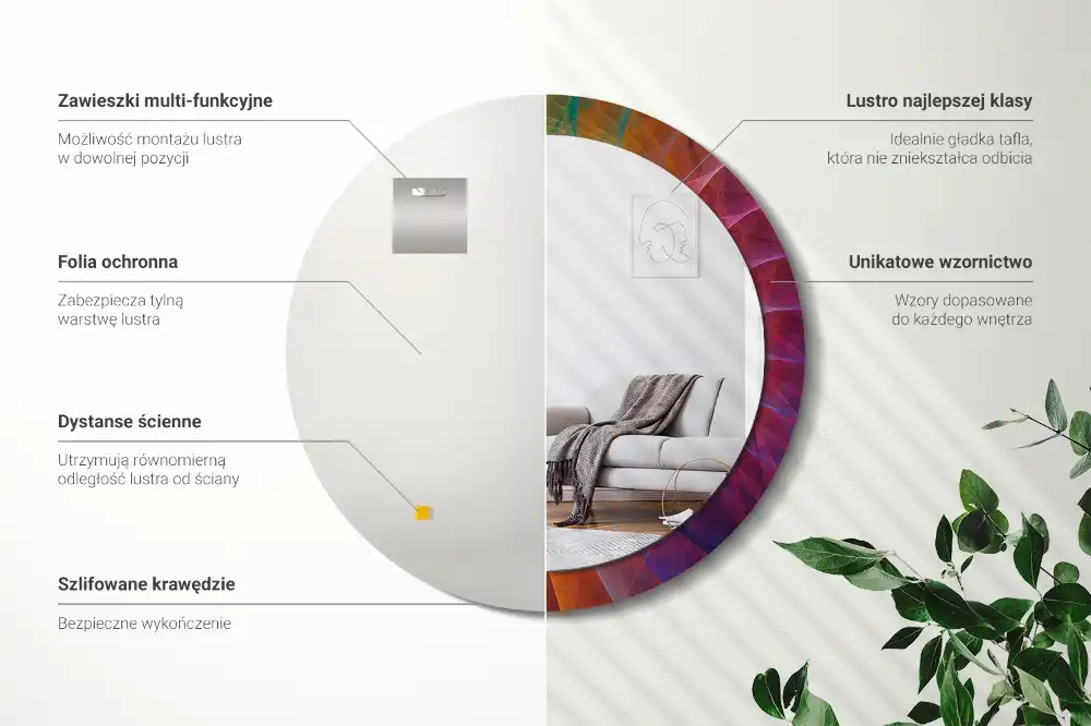 Oglindă rotundă decorativă pentru perete