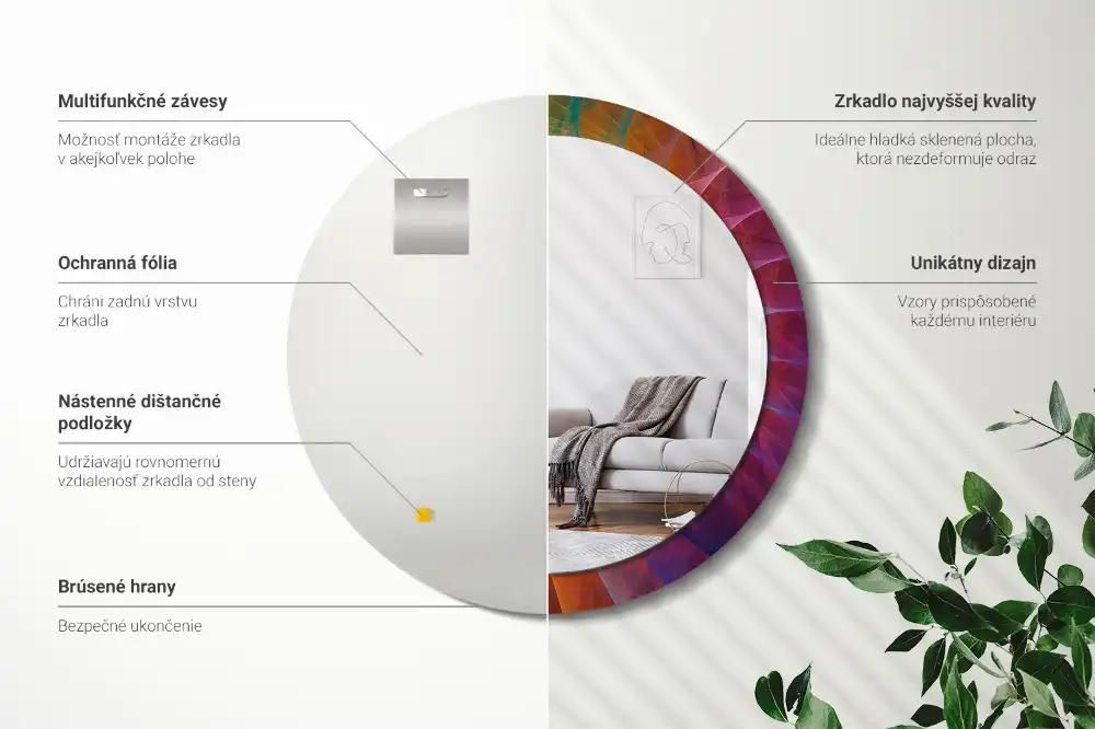 Oglindă rotundă decorativă pentru perete