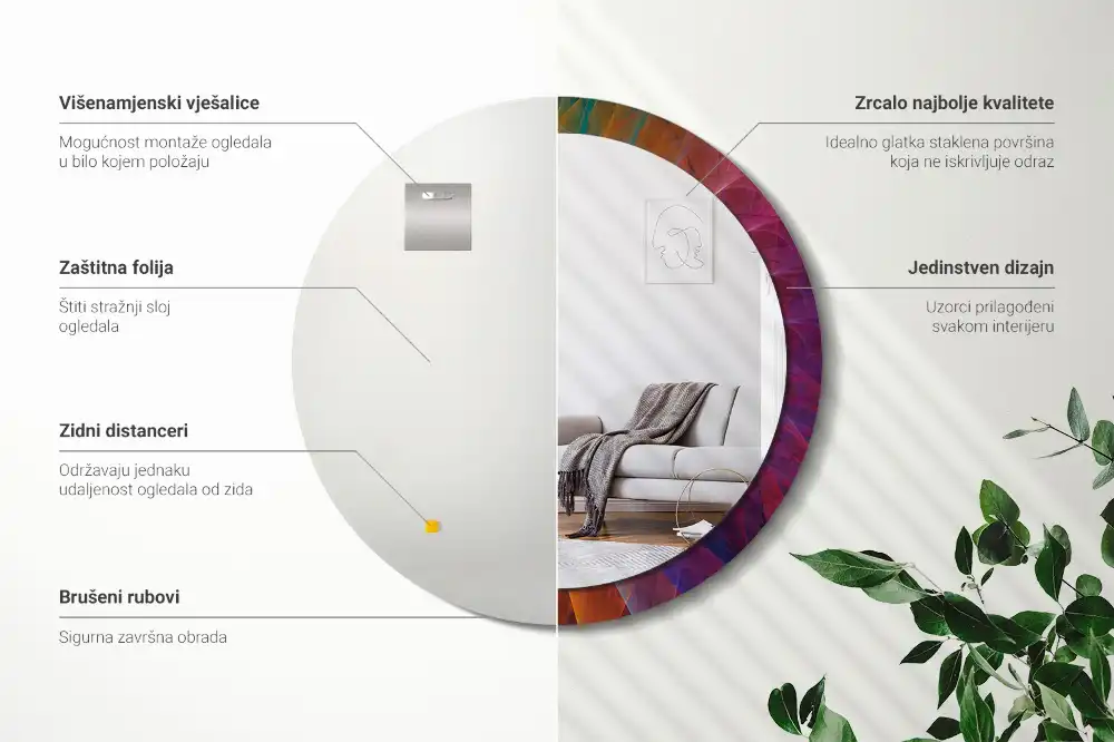 Oglindă rotundă decorativă pentru perete