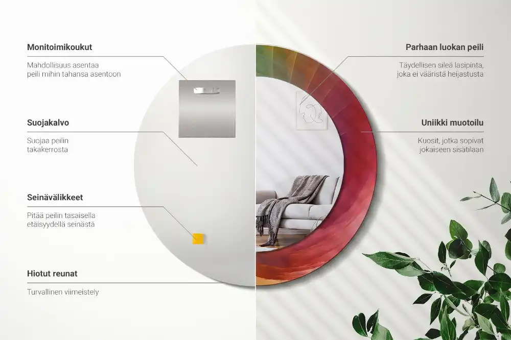 Oglindă rotundă decorativă pentru perete