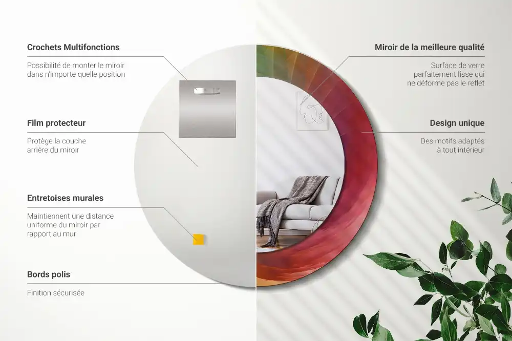 Oglindă rotundă decorativă pentru perete