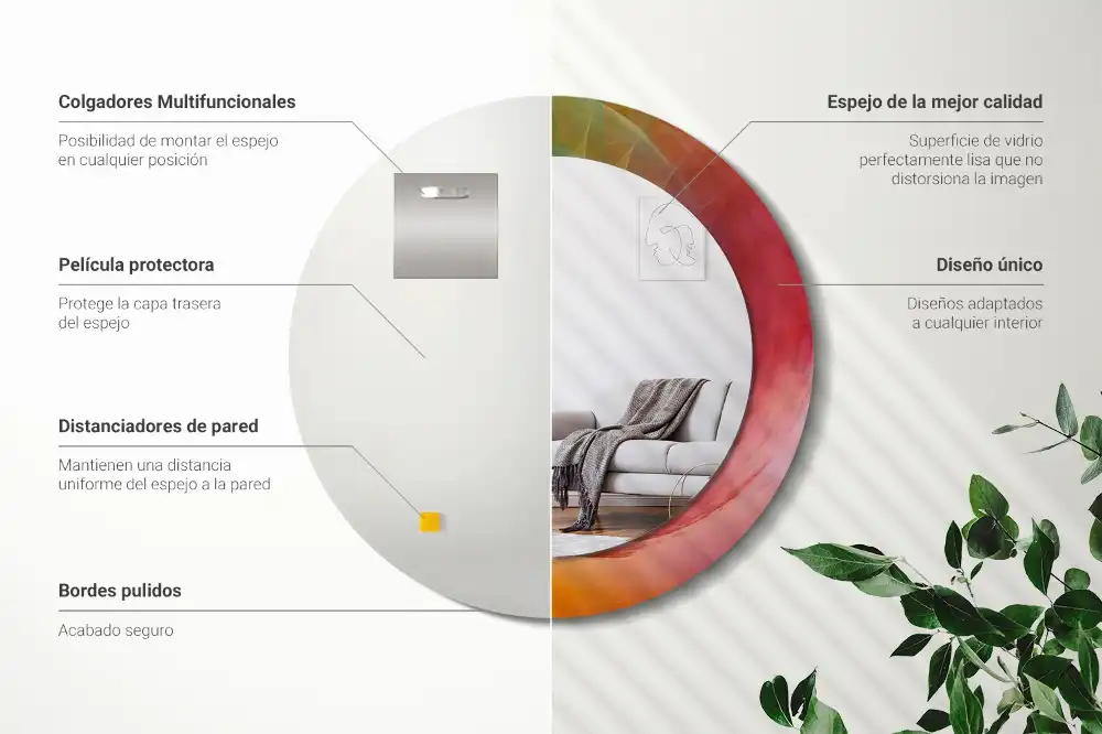 Oglindă rotundă decorativă pentru perete