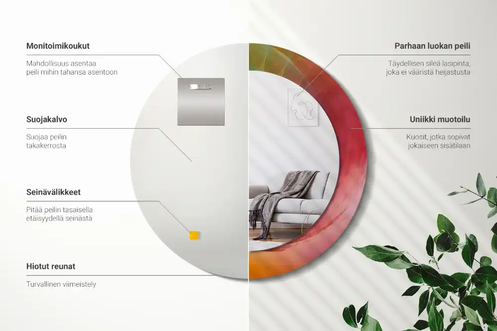 Oglindă rotundă decorativă pentru perete