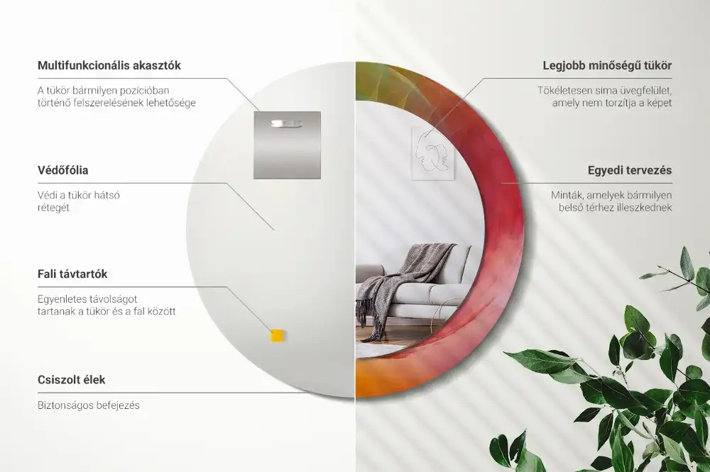 Oglindă rotundă decorativă pentru perete