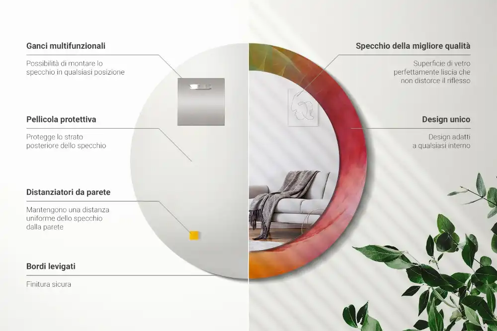 Oglindă rotundă decorativă pentru perete