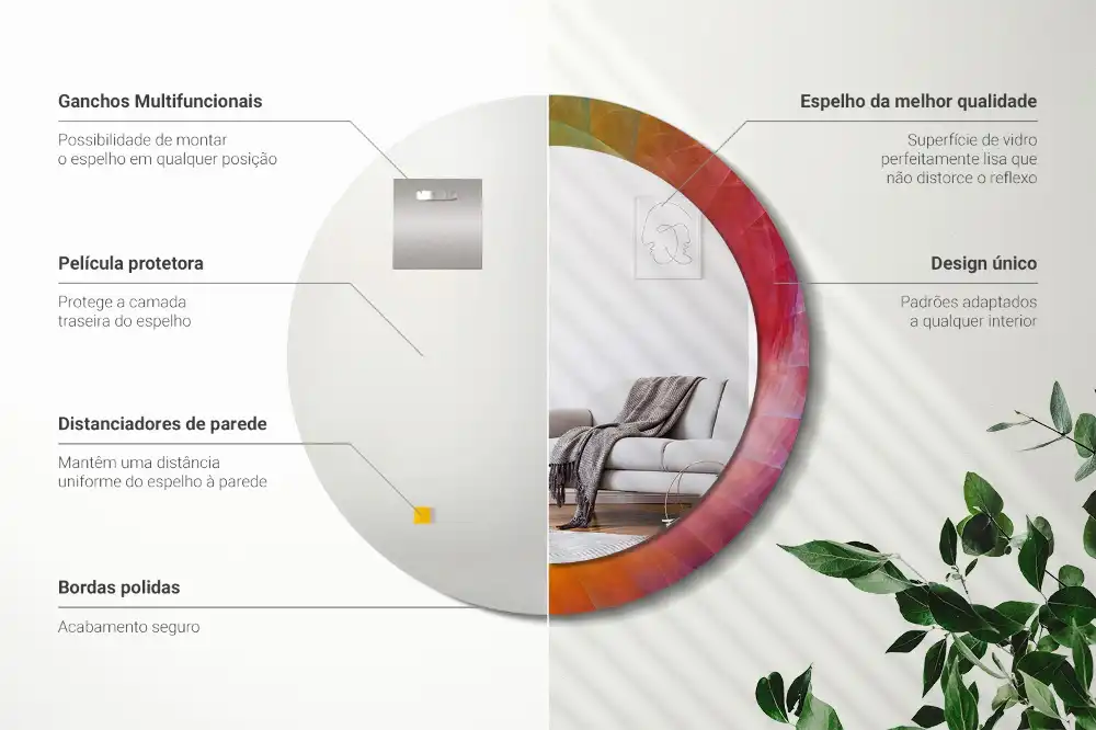 Oglindă rotundă decorativă pentru perete