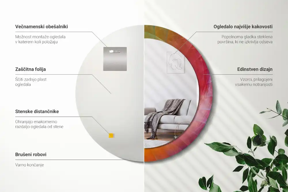 Oglindă rotundă decorativă pentru perete
