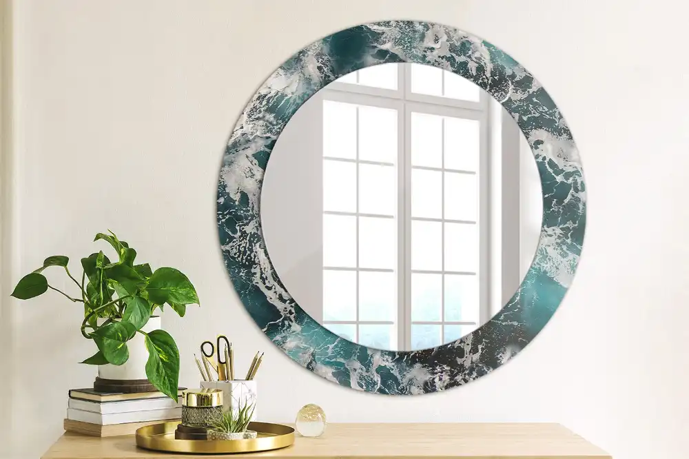 Oglindă rotundă decorativă de perete mare model furtunos