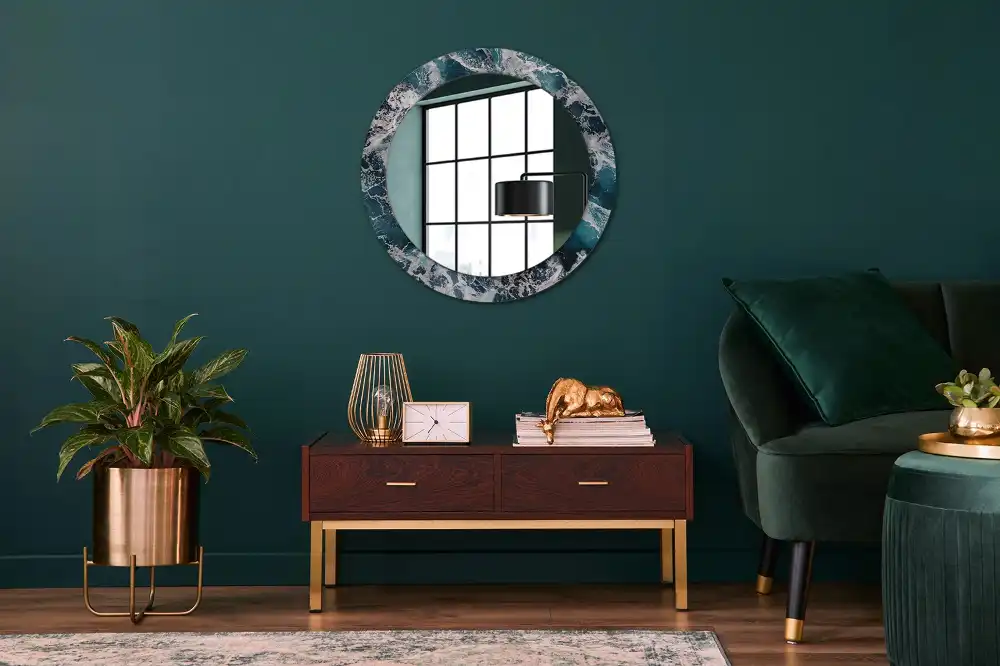 Oglindă rotundă decorativă de perete mare model furtunos