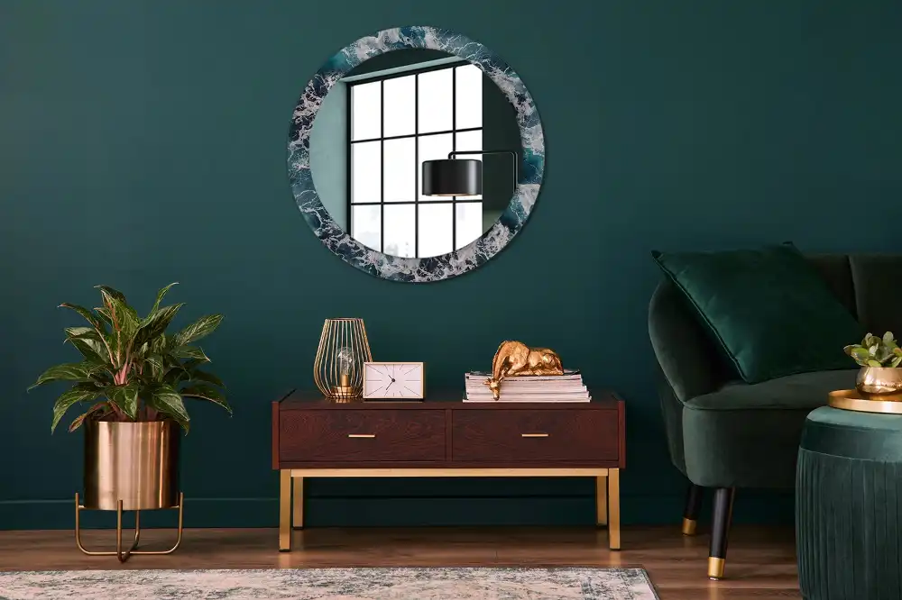 Oglindă rotundă decorativă de perete mare model furtunos