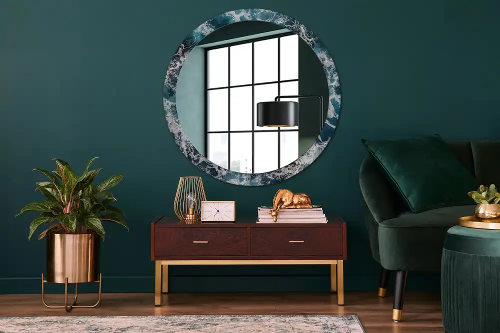 Oglindă rotundă decorativă de perete mare model furtunos