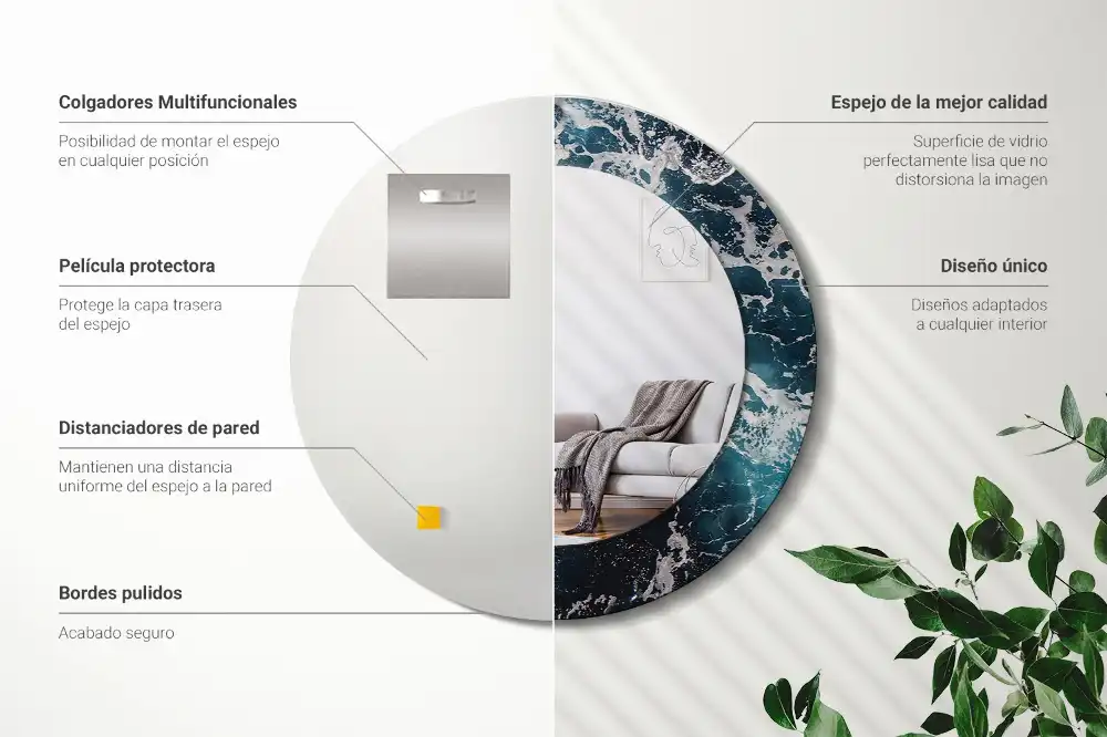 Oglindă rotundă decorativă de perete mare model furtunos