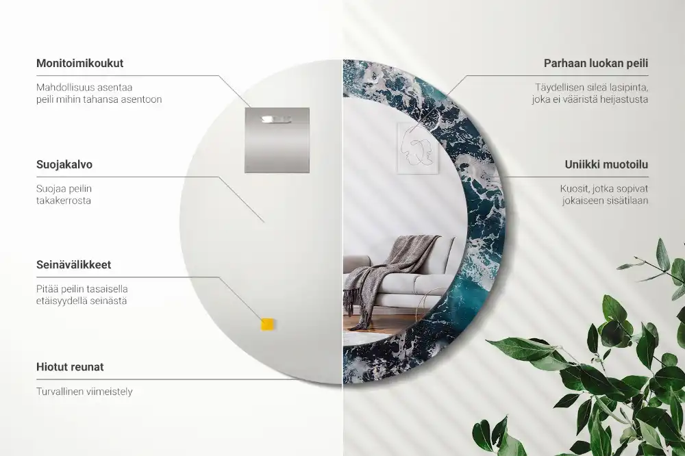 Oglindă rotundă decorativă de perete mare model furtunos