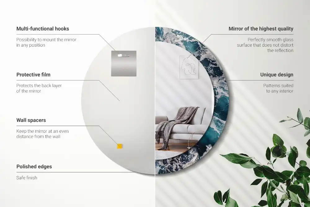 Oglindă rotundă decorativă de perete mare model furtunos