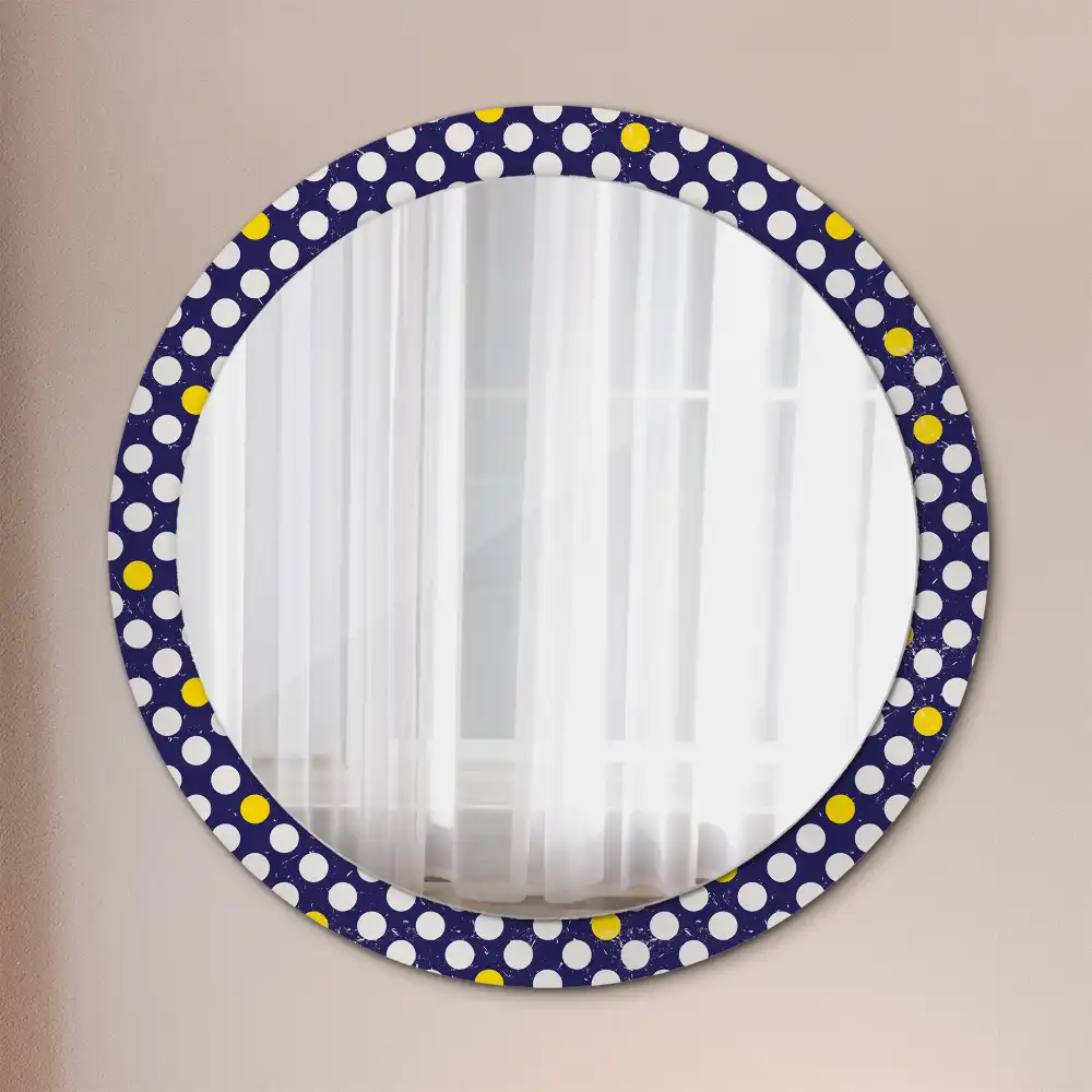 Oglindă rotundă cu imprimeu buline retro