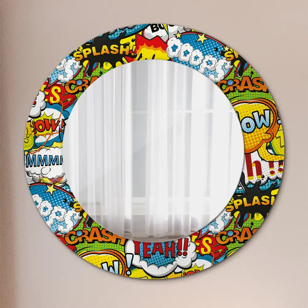 Oglindă rotundă decorativă de perete în stil benzi desenate