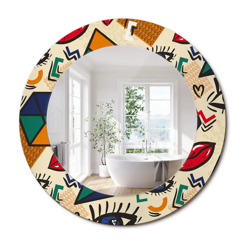 Oglindă rotundă decorativă pentru perete stil pop art