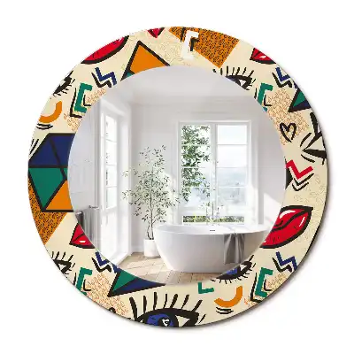 Oglindă rotundă decorativă pentru perete stil pop art