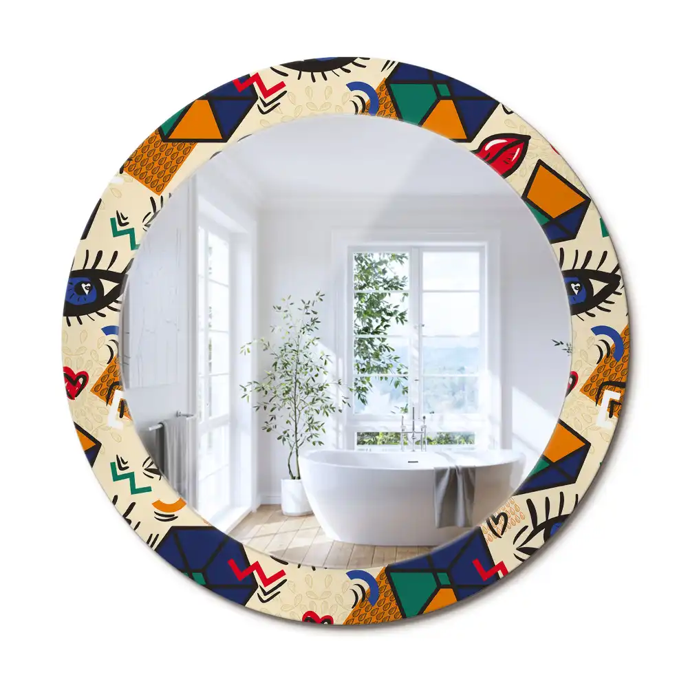 Oglindă rotundă decorativă pentru perete stil pop art