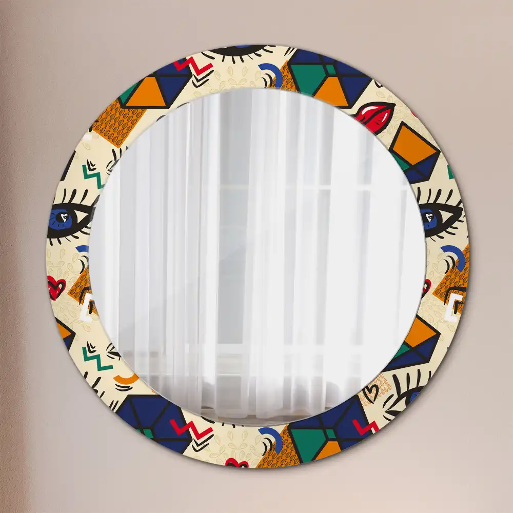 Oglindă rotundă decorativă pentru perete stil pop art