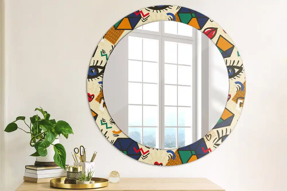 Oglindă rotundă decorativă pentru perete stil pop art