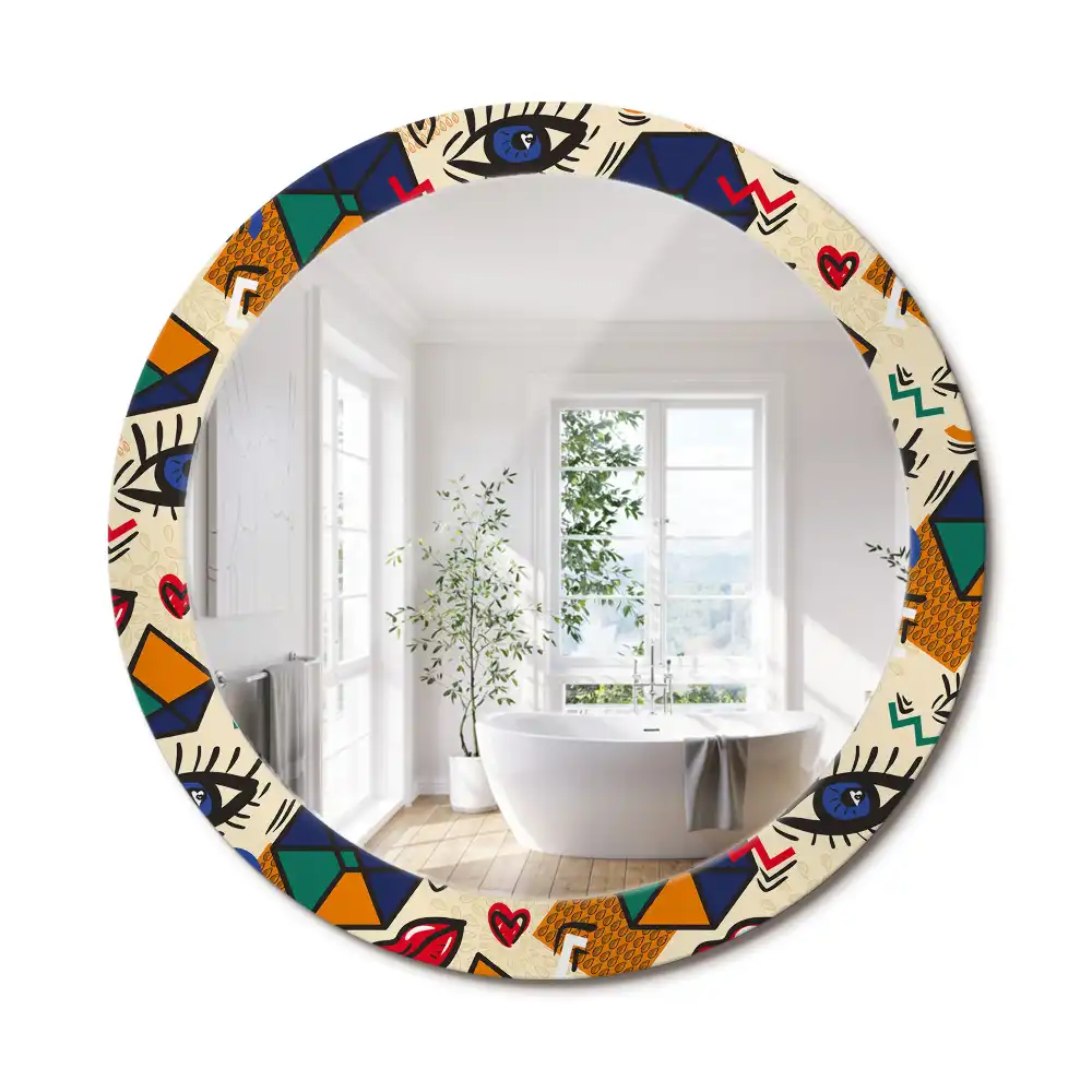 Oglindă rotundă decorativă pentru perete stil pop art