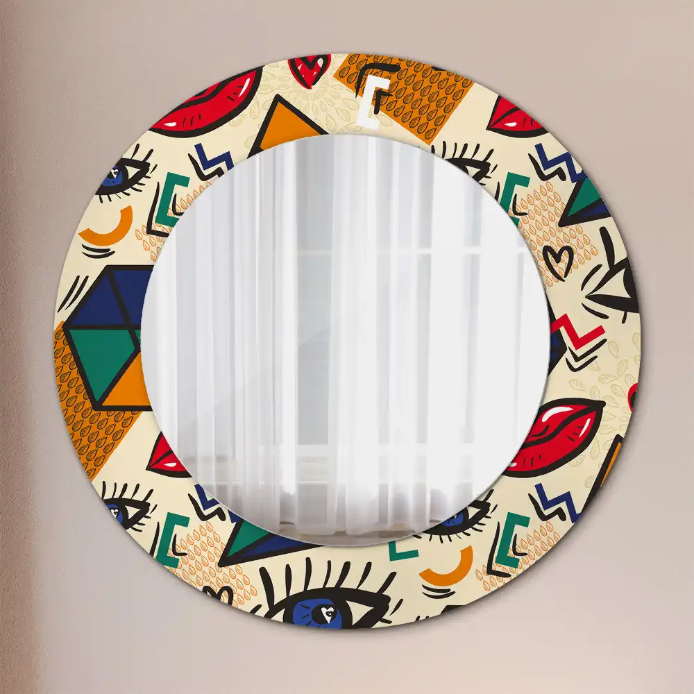 Oglindă rotundă decorativă pentru perete stil pop art
