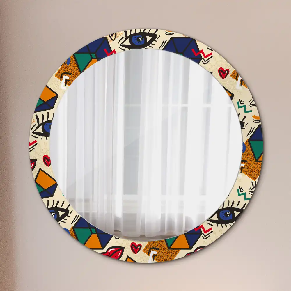 Oglindă rotundă decorativă pentru perete stil pop art