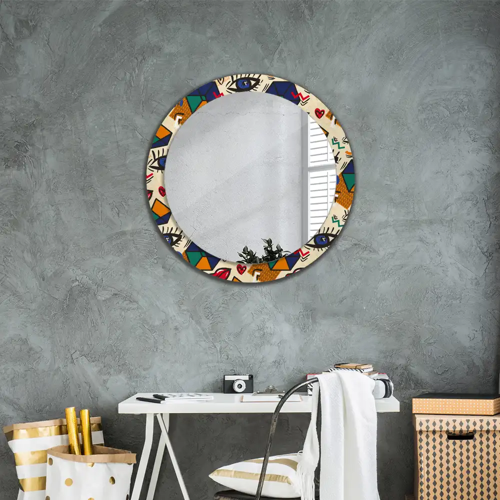 Oglindă rotundă decorativă pentru perete stil pop art