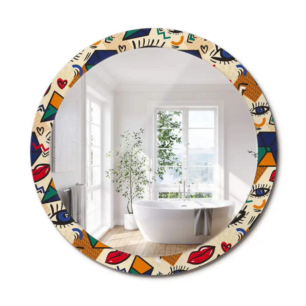 Oglindă rotundă decorativă pentru perete stil pop art