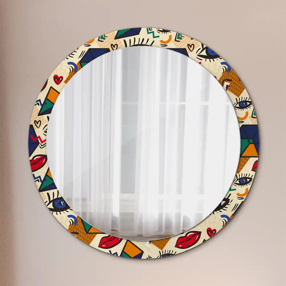 Oglindă rotundă decorativă pentru perete stil pop art