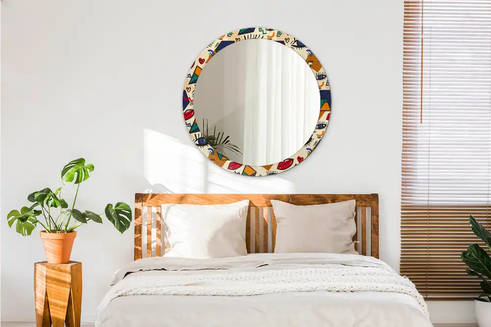 Oglindă rotundă decorativă pentru perete stil pop art