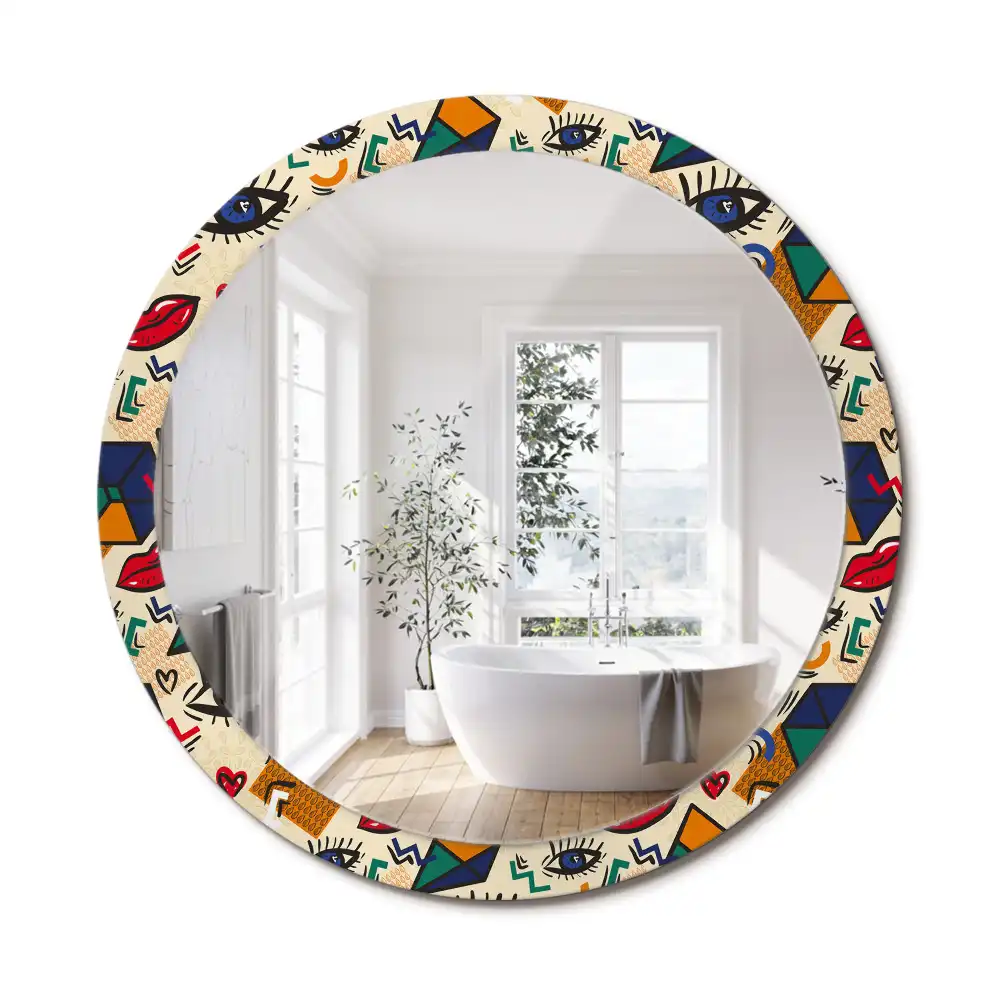 Oglindă rotundă decorativă pentru perete stil pop art