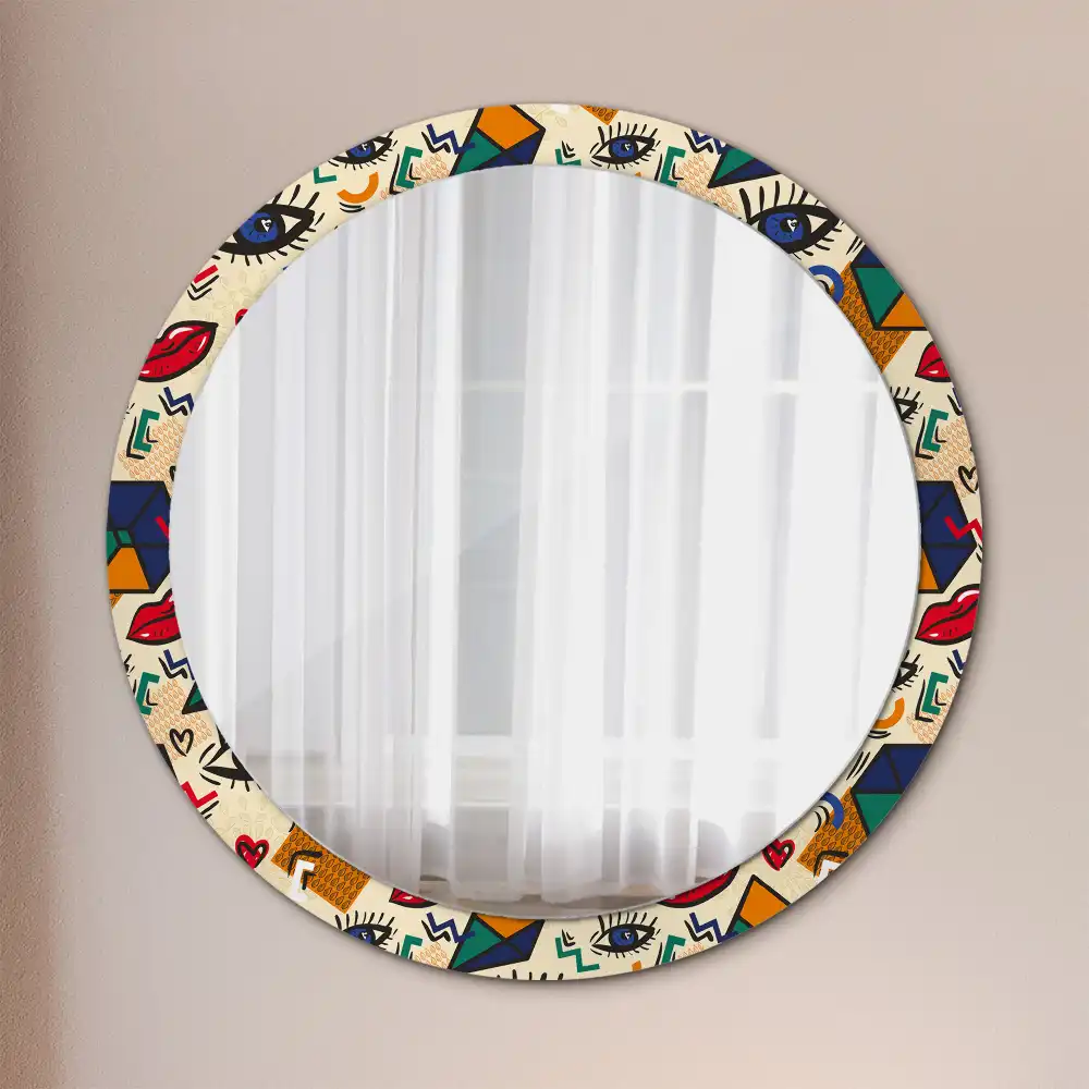 Oglindă rotundă decorativă pentru perete stil pop art