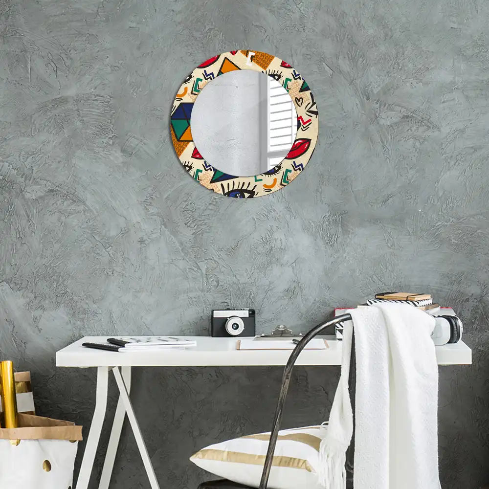Oglindă rotundă decorativă pentru perete stil pop art