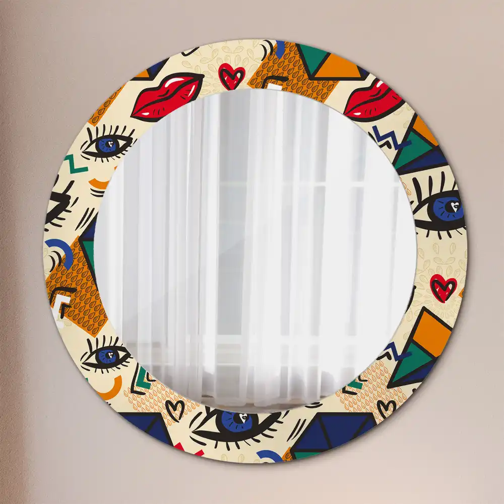 Oglindă rotundă decorativă pentru perete stil pop art