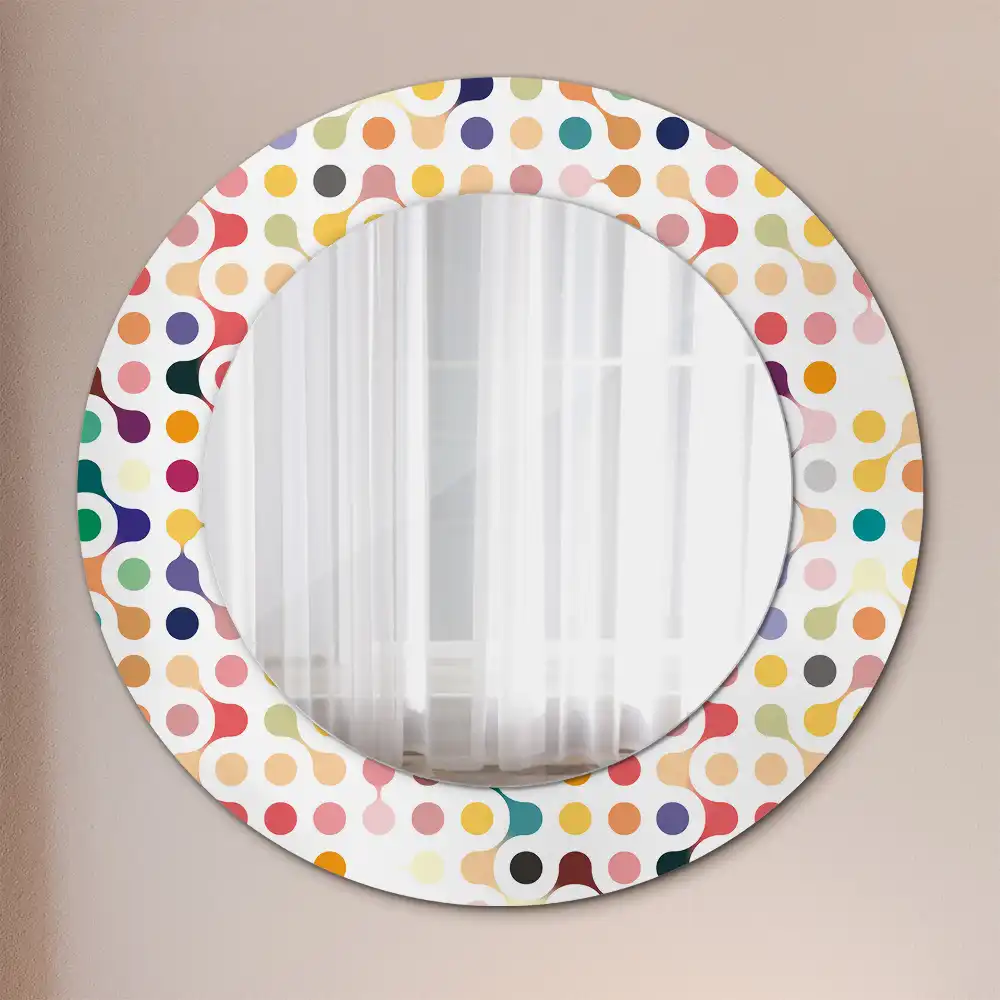 Oglindă rotundă cu imprimeu puncte pop art