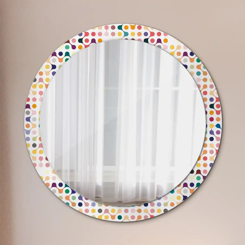 Oglindă rotundă cu imprimeu puncte pop art