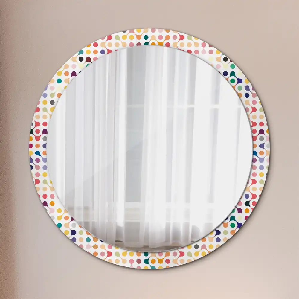 Oglindă rotundă cu imprimeu puncte pop art