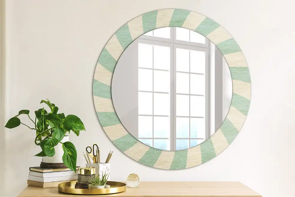 Oglindă rotundă decorativă cu aspect retro pastelat